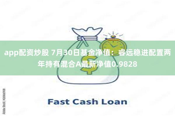 app配资炒股 7月30日基金净值：睿远稳进配置两年持有混合A最新净值0.9828